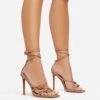 EGO Brady Double Buckle Strap Detail Square Toe Stiletto Heel In Nude Faux Leather -EGO shop 06 01 23 fw42351 s