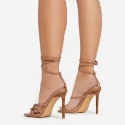 EGO Brady Double Buckle Strap Detail Square Toe Stiletto Heel In Nude Faux Leather -EGO shop 06 01 23 fw42353 sb