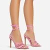 EGO Brady Double Buckle Strap Detail Square Toe Stiletto Heel In Pink Faux Leather -EGO shop 06 01 23 fw42356 s