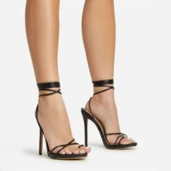 EGO Gelato Lace Up Platform Heel In Black Faux Leather