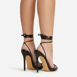 EGO Gelato Lace Up Platform Heel In Black Faux Leather -EGO shop 06 01 23 fw45973 sq