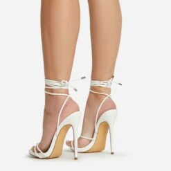 EGO Gelato Lace Up Platform Heel In White Faux Leather -EGO shop 06 01 23 fw45982 sq
