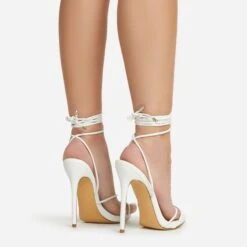 EGO Gelato Lace Up Platform Heel In White Faux Leather -EGO shop 06 01 23 fw45983 sq