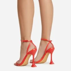 EGO Crew Ankle Strap Pointed Toe Statement Heel In Red Faux Leather -EGO shop 06 01 23 fw46014 sq 1