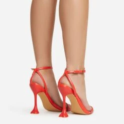 EGO Crew Ankle Strap Pointed Toe Statement Heel In Red Faux Leather -EGO shop 06 01 23 fw46015 sq 1