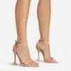 EGO Crew Ankle Strap Pointed Toe Statement Heel In Nude Faux Leather -EGO shop 06 01 23 fw46022 sq