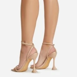 EGO Crew Ankle Strap Pointed Toe Statement Heel In Nude Faux Leather -EGO shop 06 01 23 fw46024 sq