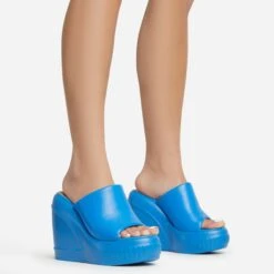 EGO Ocean-Eyes Peep Toe Platform Wedge Heel Mule In Blue Rubber -EGO shop 06 01 23 fw47215 s