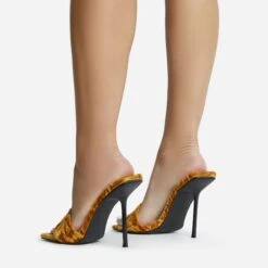 EGO Tribute Open Square Toe Stiletto Heel Mule In Mustard Velvet -EGO shop 06 10 22 fw12651 sq