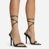 EGO Never-Ending Strappy Pointed Toe Stiletto Heel In Black Faux Leather