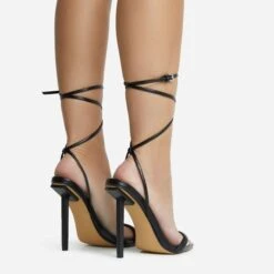 EGO Never-Ending Strappy Pointed Toe Stiletto Heel In Black Faux Leather -EGO shop 06 10 22 fw12735 copy