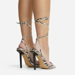 EGO Never-Ending Strappy Pointed Toe Stiletto Heel In Zebra Print Faux Leather -EGO shop 06 10 22 fw12752 copy