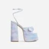 EGO Hot-Sauce Bow Detail Statement Platform Block Heel In Multi Ombre Glitter