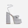 EGO Hot-Sauce Bow Detail Statement Platform Block Heel In Silver Glitter