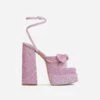 EGO Hot-Sauce Bow Detail Statement Platform Block Heel In Pink Glitter -EGO shop 06 10 22 fw15150