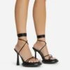 EGO Sauce Lace Up Strappy Statement Platform Heel In Black Faux Leather -EGO shop 06 10 22 fw5570 sq