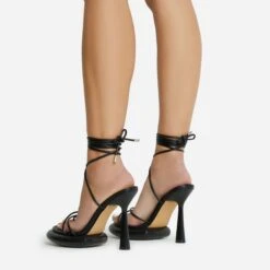 EGO Sauce Lace Up Strappy Statement Platform Heel In Black Faux Leather -EGO shop 06 10 22 fw5573 sq