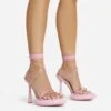 EGO Sauce Lace Up Strappy Statement Platform Heel In Pink Faux Leather
