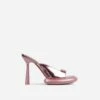 EGO Volvic Peep Toe Statement Platform Stiletto Heel Mule In Pink Metallic Faux Leather -EGO shop 06 10 22 fw5686 sq