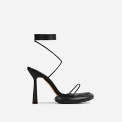 EGO Sauce Lace Up Strappy Statement Platform Heel In Black Faux Leather -EGO shop 06 10 22 fw5741 sq