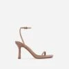 EGO Savannah Barely There Square Toe Heel In Nude Faux Leather