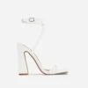EGO Visalia Double Twisted Strap Detail Square Toe Flared Block Heel In White Faux Leather -EGO shop 14 02 224022