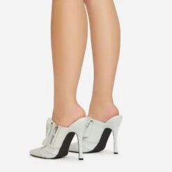 EGO Americana Zip Detail Pointed Toe Stiletto Heel Mule In Light Blue Denim -EGO shop 15 02 23 fw59041 sb