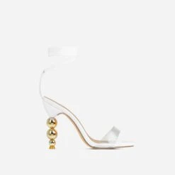 EGO Rose-Rouge Lace Up Clear Perspex Strap Square Toe Statement Metallic Heel In Beige Linen -EGO shop 15 02 23 fw60583 1 sq
