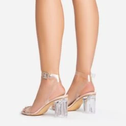 EGO Lena Barely There Perspex Block Clear Heel In Nude Patent -EGO shop 15 02 23 fw63520 sb