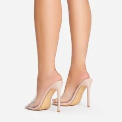 EGO Cyan Square Peep Toe Clear Perspex Heel Mule In Nude Patent -EGO shop 15 02 23 fw63524 sb