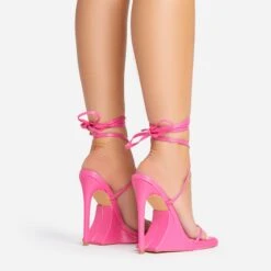 EGO Superlit Lace Up Square Toe Sculptured Platform Stiletto Heel In Pink Faux Leather -EGO shop 15 02 23 fw63573 sb2
