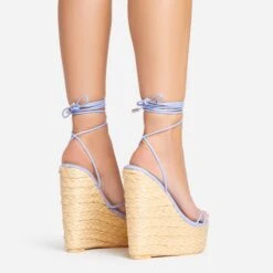 EGO Escape-Away Lace Up Woven Platform Wedge Heel In Lilac Faux Leather -EGO shop 15 02 23 fw63601 sb2
