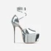 EGO Gabby Strappy Detail Peep Toe Extreme Platform Stiletto Heel In Silver Patent -EGO shop 20 01 23 fw acc49464 sq