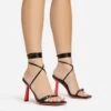 EGO Uno Lace Up Buckle Detail Red Slanted Heel In Black Faux Leather -EGO shop 20 01 23 fw acc50656 s