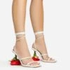 EGO Thorne Lace Up Double Strap Square Toe Rose Statement Heel In White Faux Leather -EGO shop 20 01 23 fw acc50715 s