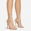 EGO Summer-Night Lace Up Textured Strap Detail Square Toe Heel In Nude Patent -EGO shop 20 01 23 fw acc50833 s
