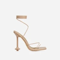EGO Fonteyn Lace Up Square Toe Statement Heel In Nude Faux Leather -EGO shop 20 01 23 fw acc51210 sq