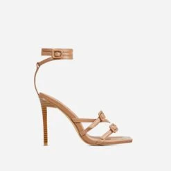 EGO Brady Double Buckle Strap Detail Square Toe Stiletto Heel In Nude Faux Leather -EGO shop 20 01 23 fw acc51219 sq