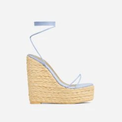 EGO Escape-Away Lace Up Woven Platform Wedge Heel In Lilac Faux Leather -EGO shop 20 01 23 fw acc52678 sq