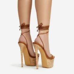 EGO West-Coast Lace Up Open Toe Cork Platform Stiletto Heel In Tan Brown Faux Leather -EGO shop 20 01 23 fw acc52771 sb2