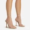 EGO Fonteyn Lace Up Square Toe Statement Heel In Nude Faux Leather -EGO shop 20 01 23 fw acc52805 s