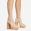 EGO Buffy Twisted Strap Detail Slingback Cork Platform Block Heel In White Faux Leather -EGO shop 20 01 23 fw acc53036 sq