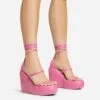 EGO Beach-Side Lace Up Strappy Platform Wedge Heel In Pink Faux Leather And Rubber -EGO shop 20 01 23 fw acc53155 3 s