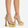 EGO Show-Ahead Clear Perspex Strap Diamante Detail Platform Flared Block Heel In Gold Faux Leather -EGO shop 22 09 22 fwbags0201 sq