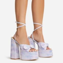 EGO Hot-Sauce Bow Detail Statement Platform Block Heel In Multi Ombre Glitter -EGO shop 22 09 22 fwbags0307 copy