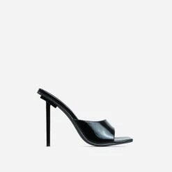 EGO Ditzy Square Peep Toe Stiletto Heel Mule In Black Patent -EGO shop 28 10 22 fw25955 sq