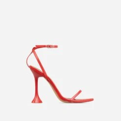 EGO Crew Ankle Strap Pointed Toe Statement Heel In Red Faux Leather -EGO shop 28 10 22 fw25962 sq