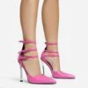 EGO Military Triple Strap Detail Pointed Toe Metallic Heel In Pink Patent -EGO shop 28 10 22 fw28103 sq