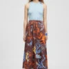 Roho Maxi Skirt Brown Seaweed Print