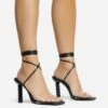 EGO Diamond-Girl Lace Up Clear Perspex Strap Square Toe Statement Thin Block Heel In Black Faux Leather -EGO shop 30 11 22 fw33357 copy